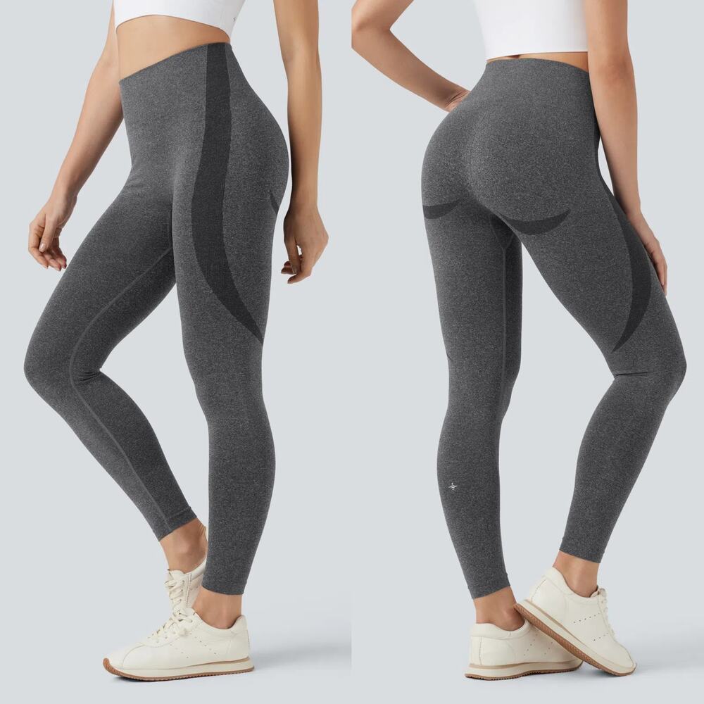 NWT Halara OneForm Seamless Flow 7/8 Yoga Leggings Castlerock Gray Womens Size L
